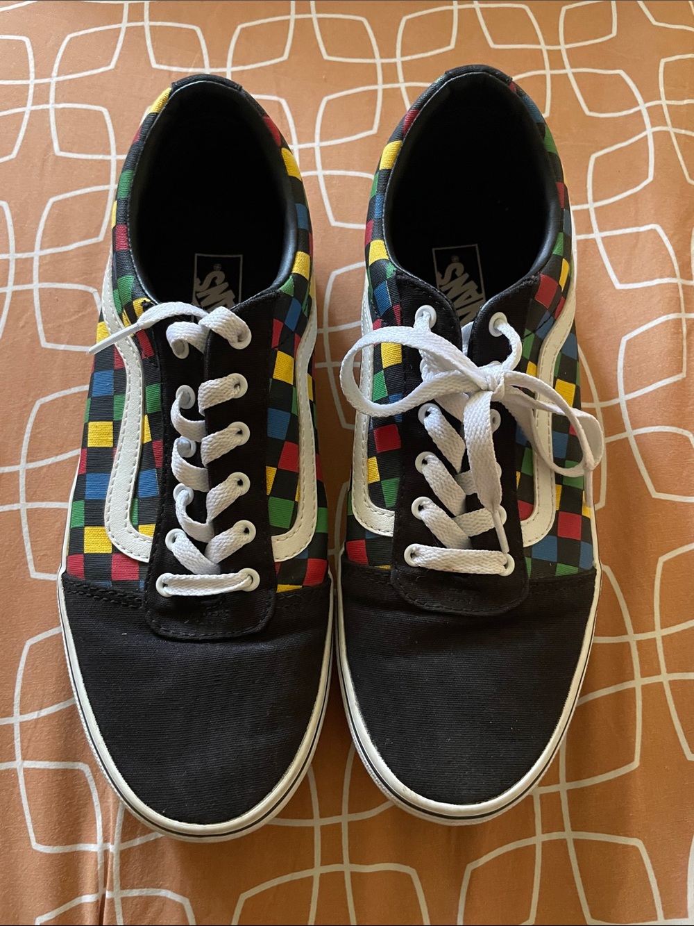 Vans Black Low-Top Sneakers with Multicolor Checkerboard